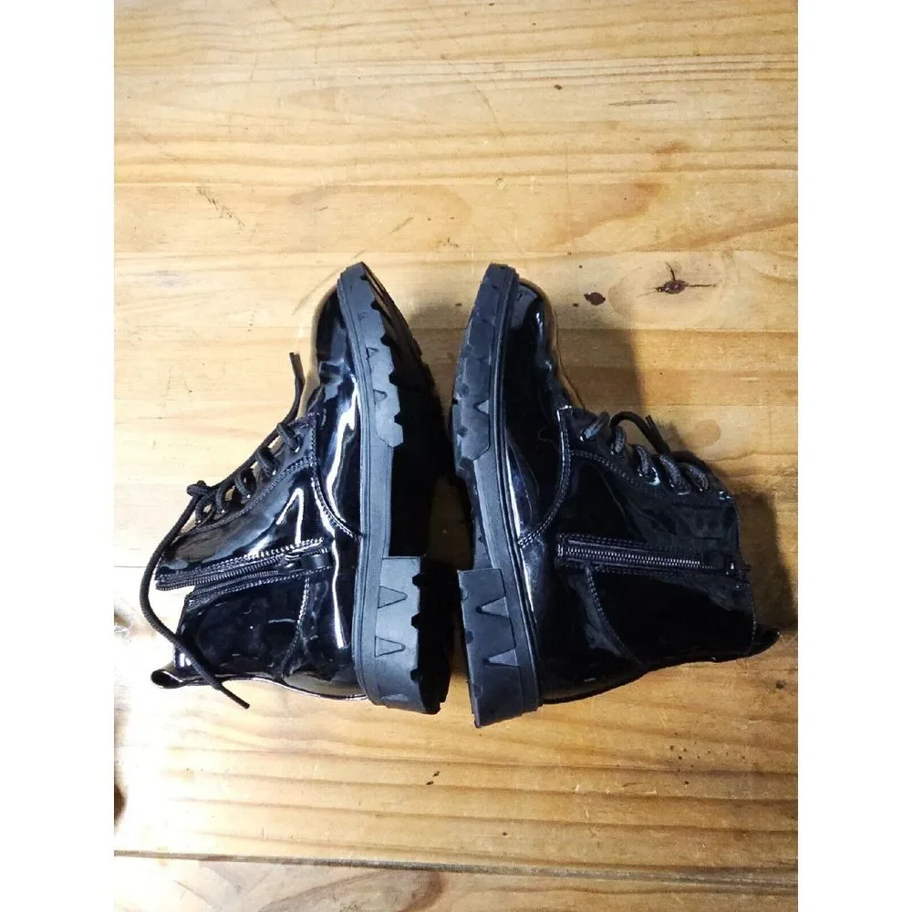 kkdom Kids Waterproof Lace Up Side Zipper Ankle Combat Boots Sz 2 little kid‎